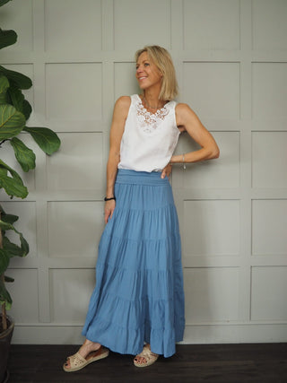 Tiamaria Linen Vest Top - Coral, Stone, White