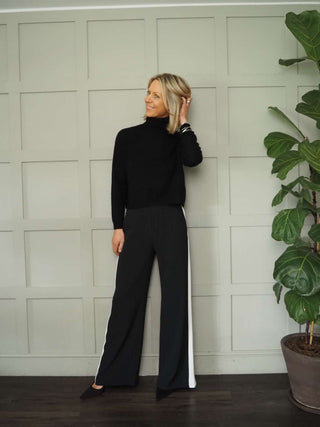 Yoruba Wide Leg Trousers with Side Stripe and Elasticated Waist - 5 Colours