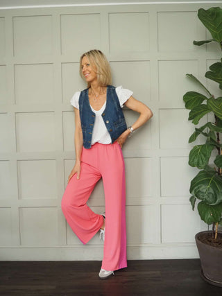 Yoruba Wide Leg Trousers with Side Stripe and Elasticated Waist - 5 Colours