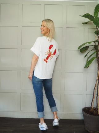 Mon Petit Homard T Shirt - Gold/Red/White