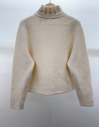 Lucy Cardigan with Pleated Collar - Ivory, Navy Blue, Pink