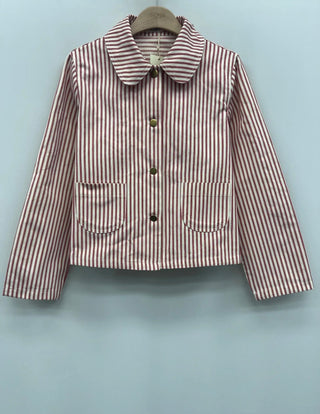 Penelope Ticking Stripe Jacket - Navy Blue, Red