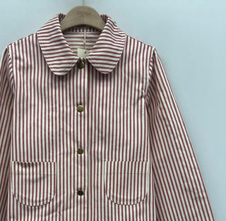 Penelope Ticking Stripe Jacket - Navy Blue, Red