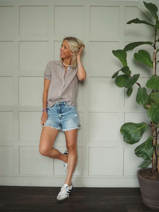 Bocks Stonewashed Denim Shorts - Light Denim Blue