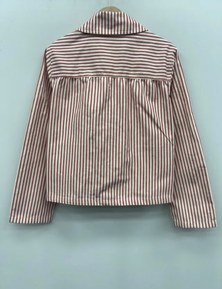 Penelope Ticking Stripe Jacket - Navy Blue, Red