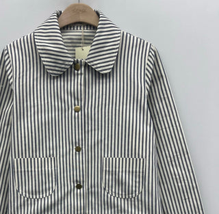 Penelope Ticking Stripe Jacket - Navy Blue, Red