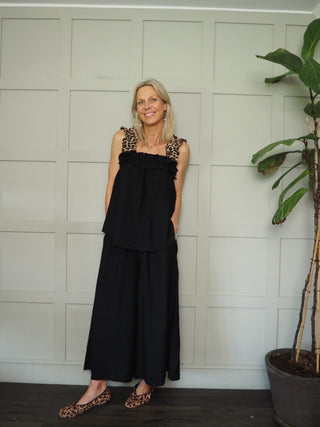 Solli Leopard Print Trousers - Black/Camel