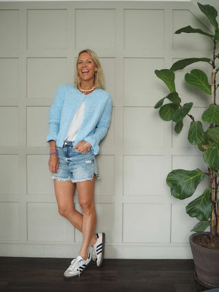 Bocks Stonewashed Denim Shorts - Light Denim Blue