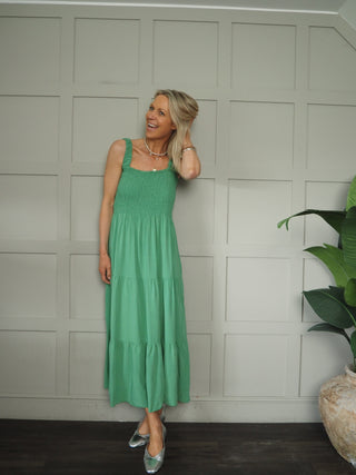 Hove Maxi Dress with Elasticated Shoulder Straps and Shirred Bodice - 11 Colours