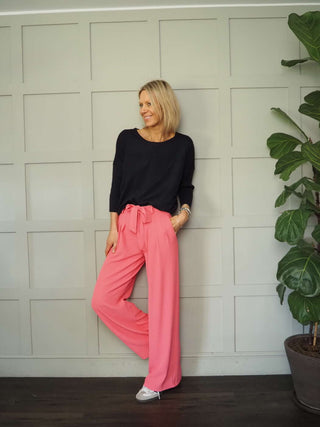 Consort Wide Leg Trousers - Black, Pink, Stone