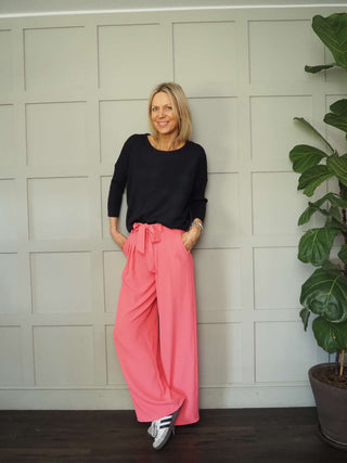 Consort Wide Leg Trousers - Black, Pink, Stone