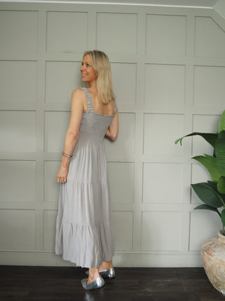 Hove Maxi Dress with Elasticated Shoulder Straps and Shirred Bodice - 11 Colours
