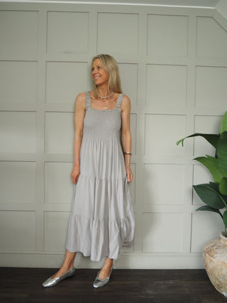 Hove Maxi Dress with Elasticated Shoulder Straps and Shirred Bodice - 11 Colours