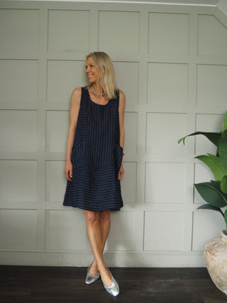 Sanremo Linen Midi Dress -Mocha, Navy Blue, Pink, Stone