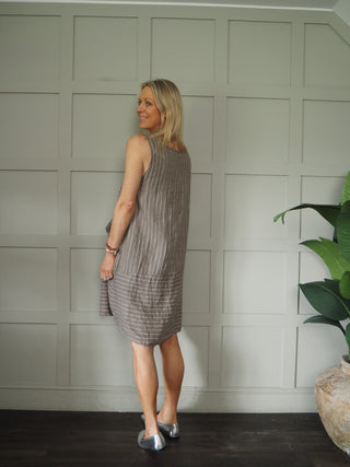 Sanremo Linen Midi Dress -Mocha, Navy Blue, Pink, Stone