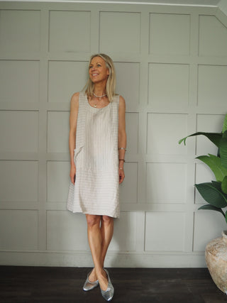 Sanremo Linen Midi Dress -Mocha, Navy Blue, Pink, Stone