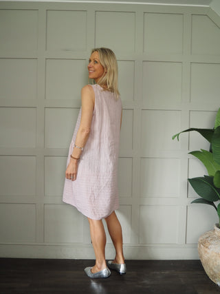 Sanremo Linen Midi Dress -Mocha, Navy Blue, Pink, Stone