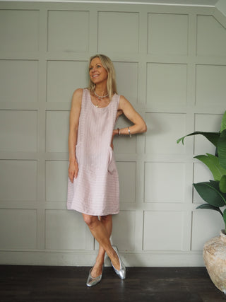 Sanremo Linen Midi Dress -Mocha, Navy Blue, Pink, Stone