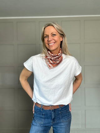 Tizzy Silk Mix Neckerchief Scarf - Navy Blue, Rust