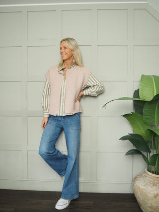 Blakeney Sleeveless Cardigan - Burgundy, Ecru, Green, Navy Blue, Pink