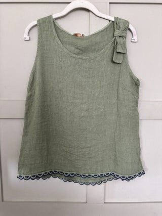 Poppy Linen Vest with Scalloped Hem - 5 Colours