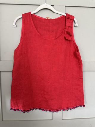 Poppy Linen Vest with Scalloped Hem - 5 Colours