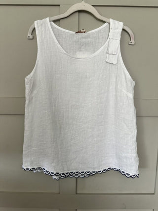Poppy Linen Vest with Scalloped Hem - 5 Colours