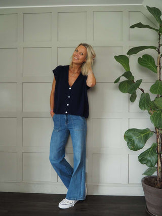 Joylynne Sleeveless Cardigan with Front Buttons - Bright Green, Bright Pink, Oatmeal