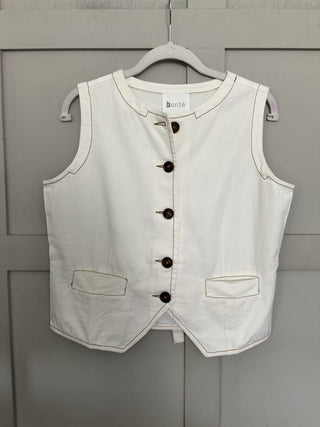 Birgit Denim Waistcoat by Bonté - Ecru