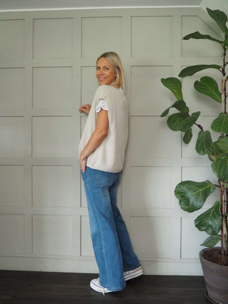 Joylynne Sleeveless Cardigan with Front Buttons - Bright Green, Bright Pink, Oatmeal