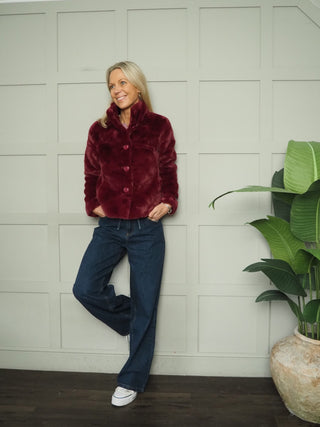 Vie Faux Fur Jacket by Rino &amp; Pelle - Plum