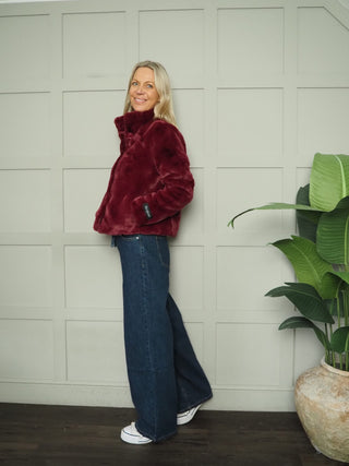 Vie Faux Fur Jacket by Rino &amp; Pelle - Plum