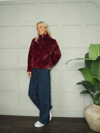 Vie Faux Fur Jacket by Rino &amp; Pelle - Plum