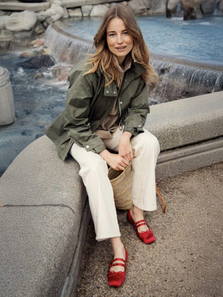 Trent Jacket with Funnel Collar by Saint Tropez - Khaki Green