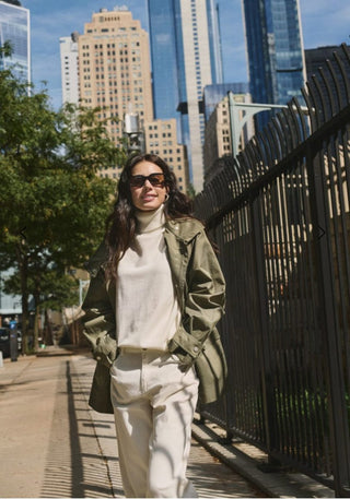 Trent Jacket with Funnel Collar by Saint Tropez - Khaki Green