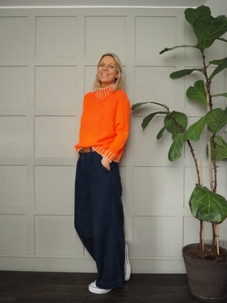 Una Turtle Neck with Contrasting Blanket Stitch Jumper, Best Seller - 17 Colours