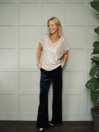 Linni Sequin Top with Cami - Bottle Green, Teal