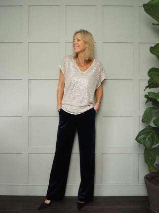 Linni Sequin Top with Cami - Bottle Green, Teal