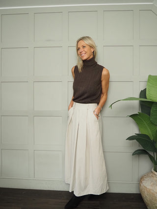 Hugo Ribbed Sleeveless Polo Neck - Black, Chocolate, Ecru, Navy Blue and Taupe