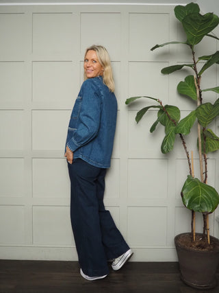 Pablo Frill Collar Jacket with Ecru Stitch Detail by Seventy Mochi - Black, Dark Denim, Peony Pink and Vintage Americana