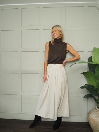 Claire Fine Cord Skirt with Side Pockets - Black, Burgundy, Chocolate, Ecru, Green