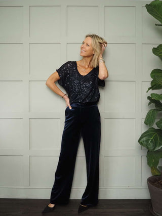 Linni Sequin Top with Cami - Bottle Green, Teal