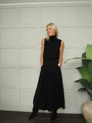 Claire Fine Cord Skirt with Side Pockets - Black, Burgundy, Chocolate, Ecru, Green