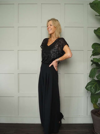 Linni Sequin Top with Cami - Bottle Green, Teal