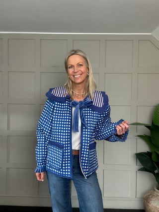 Thalia Reversible Sailor Collar Jacket - Blue, Pink, Red