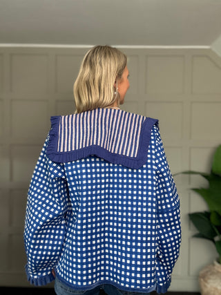 Thalia Reversible Sailor Collar Jacket - Blue, Pink, Red