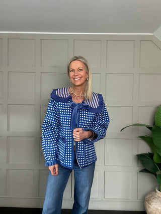 Thalia Reversible Sailor Collar Jacket - Blue, Pink, Red