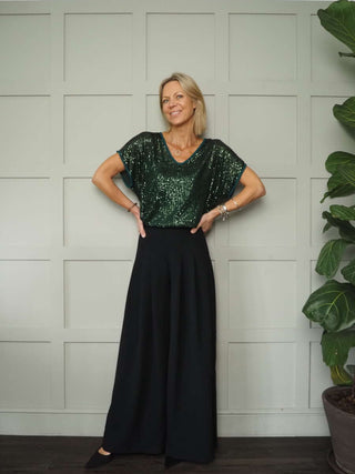 Linni Sequin Top with Cami - Bottle Green, Teal