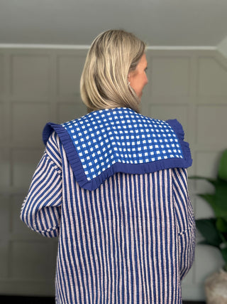 Thalia Reversible Sailor Collar Jacket - Blue, Pink, Red