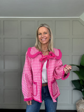 Thalia Reversible Sailor Collar Jacket - Blue, Pink, Red